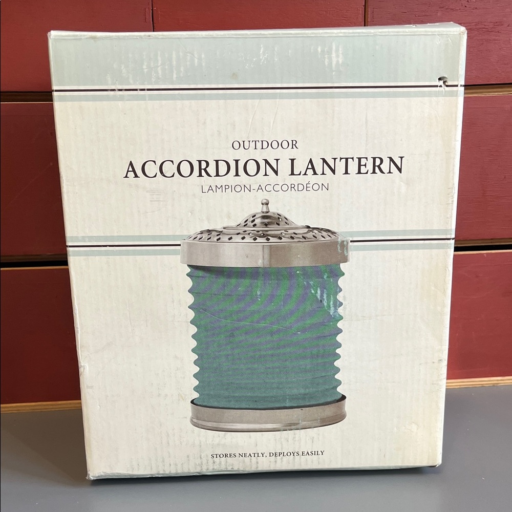 Restoration Hardware Teal Accordion Lantern